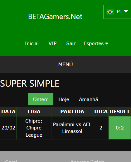 boletim de apostas vip ganho
